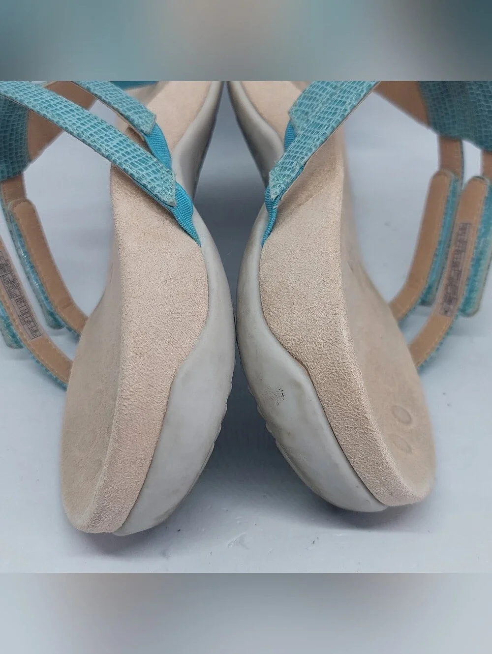 Vionic Elvia Sandals Orthotic Teal Blue Womens Sz 9 Wide Adjustable Summer Shoes